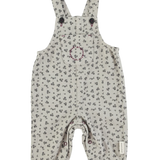 Baby dungarees | Light grey w/ black flowers