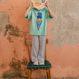 Waffle Striped Pants - Off white Blue Strippes