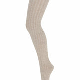 Cotton rib tights - Beige Melange