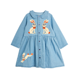 LW denim rabbit sp woven dress blue