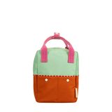 Sticky Lemon backpack small - colourblocking- towel green + gravel orange