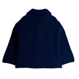 Panda patch chunky knit half zip sweater