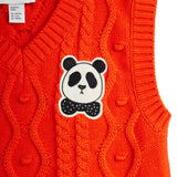 Panda patch cable knit v-neck slipover