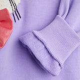 Cat with bowtie purple chenille sweatshirt