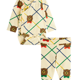 Bear check aop nb baby set
