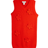 Knitted flower vest red dress