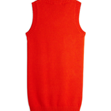 Knitted flower vest red dress