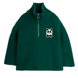 Panda patch chunky knit half zip sweater