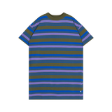 Boxy tee dress - khaki bloom block stripe