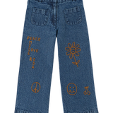 HIPPY EMBROIDERED DENIM TROUSERS