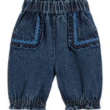 DENIM EMBROIDERED TROUSERS