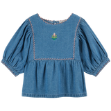 Denim Embroidery Blouse