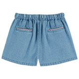 Denim Light Rose Embroidered Short