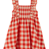 Checked Embroidery Dress - Vichy Rouge