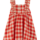 Checked Embroidery Dress - Vichy Rouge