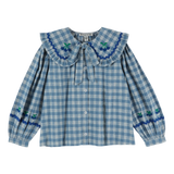 CHECKED LARGE COLLAR BLOUSE