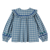 CHECKED LARGE COLLAR BLOUSE