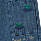 DENIM EMBROIDERED TROUSERS