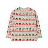 CHERRY PATTERN RIB TEE light cream heather
