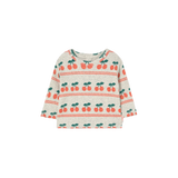CHERRY PATTERN RIB BABY TEE light cream heather