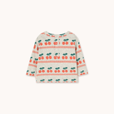 CHERRY PATTERN RIB BABY TEE light cream heather