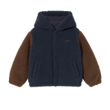 COLOR BLOCK POLAR SHERPA HOODIE navy