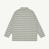 Roll Neck Rib Top Grey Melange Stripe Rib