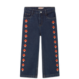 Mini Mushrooms Embroidered Denim Pant