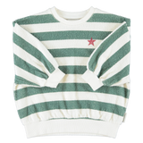 Piupiuchick | sweatshirt, ecru & green stripes w/ "piupiuchick" print