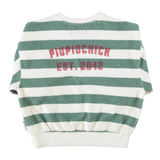 Piupiuchick | sweatshirt, ecru & green stripes w/ "piupiuchick" print