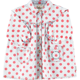 Piupiuchick | short dress, light blue denim w/ red dots