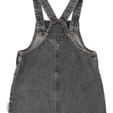 Piupiuchick | short dress w/ straps,l  washed black denim w/ apple print
