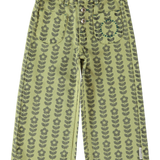 Piupiuchick | flare trousers, green w/ black flowers