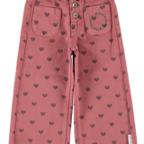 Piupiuchick | flare trousers / pink w/ black hearts