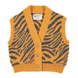 Piupiuchick | Knitted waistcoat, orange w/ zebra print