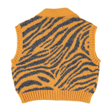 Piupiuchick | Knitted waistcoat, orange w/ zebra print