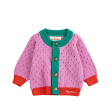 Color Block open work cardigan