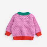 Color Block open work cardigan