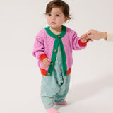 Color Block open work cardigan