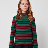 Multicolor Stripes turtle neck T-shirt