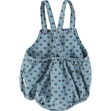 Baby romper | Washed blue denim w/ black hearts