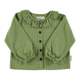 Blouse w/ collar | Green checkered