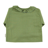 Blouse w/ collar | Green checkered