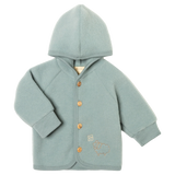 Hooded wolfleece jacket with embroidery- mountain blue melange