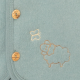 Hooded wolfleece jacket with embroidery- mountain blue melange