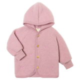 Hooded wolfleece jacket with embroidery - Rosewood melange