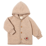 Hooded wolfleece jacket with embroidery - Sand melange