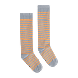 Long Ribbed Socks GOTS - Stone Gray - Melon