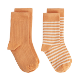 Ribbed Socks GOTS | 2-pack  - Melon /Cream
