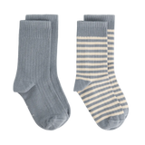 Ribbed Socks GOTS | 2-pack - Stone Gray /Cream